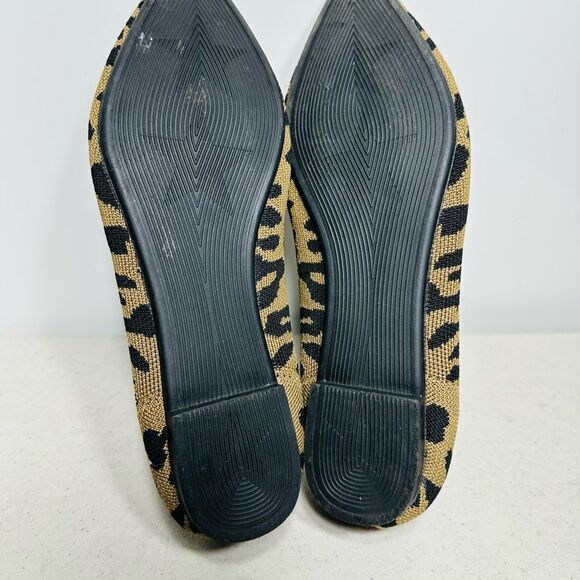 Jet' accompagne toujours Leopard Knit Women’s Sz 40 Flat Shoes Point Toe 9,5 - Picture 7 of 8